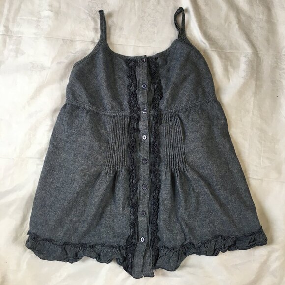 Denim Blue Girls Sz Small Spaghetti Strap Summer Top Babydoll Adjustable George - Picture 1 of 1
